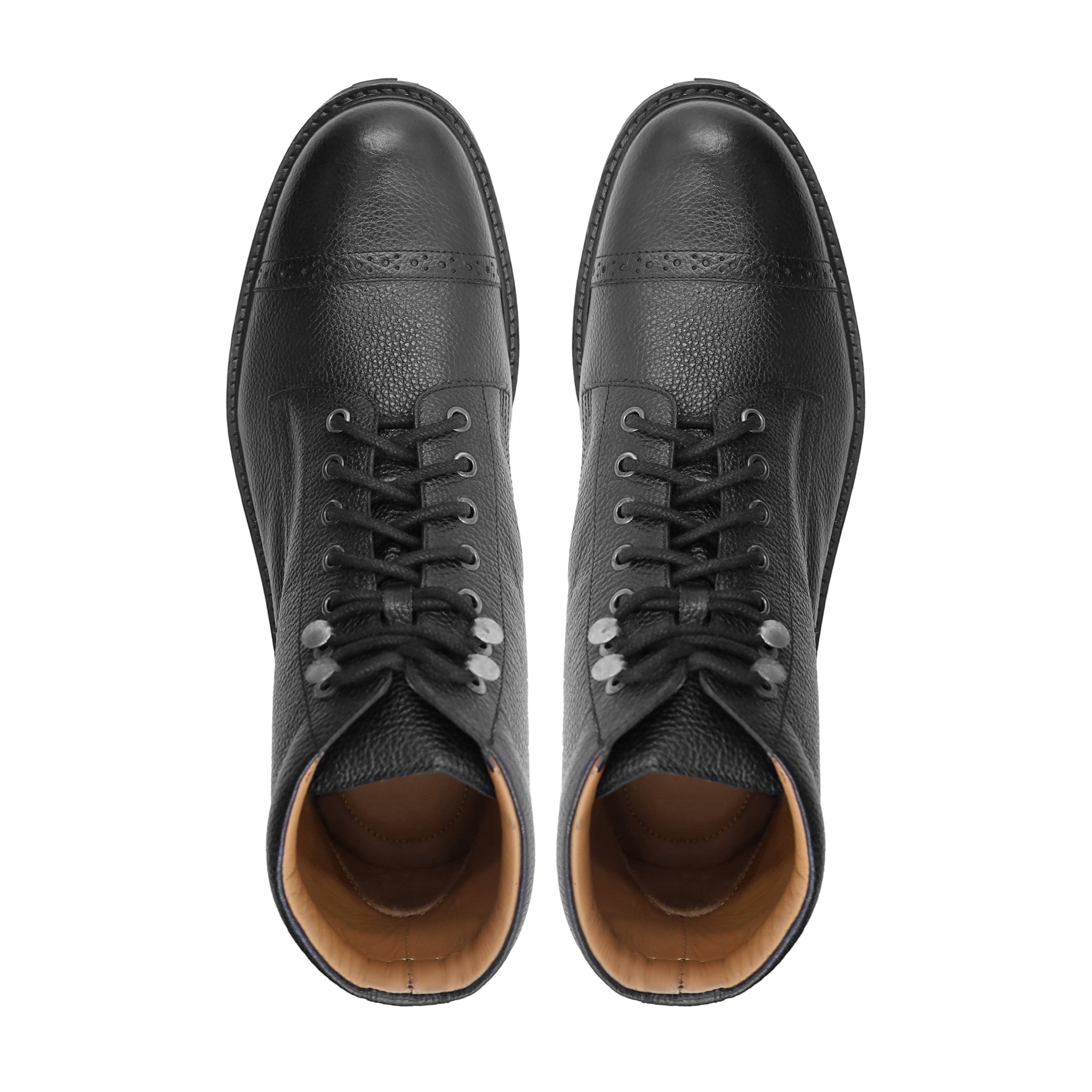 Qagar - Men's Black Pebble Grain Leather Boot
