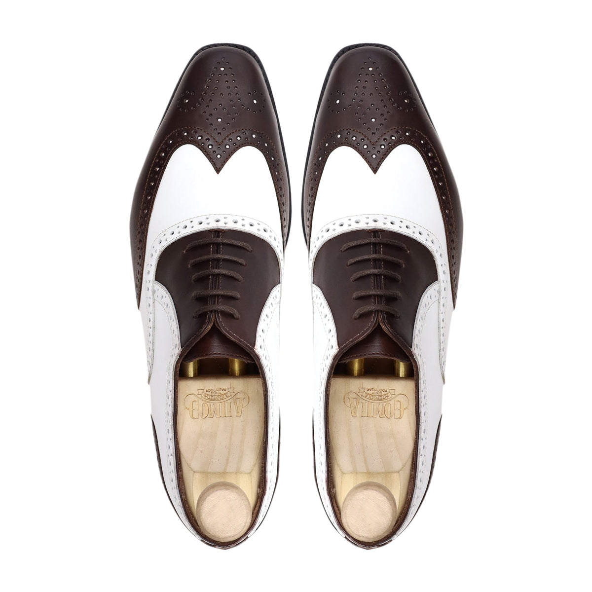 Modesto - Men's Dark Brown and White Calf Leather Oxford Shoe