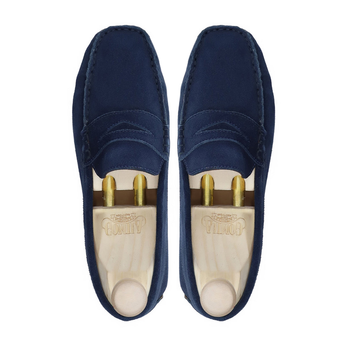 Adan - Men's Navy Blue Kid Suede Driver Shoe