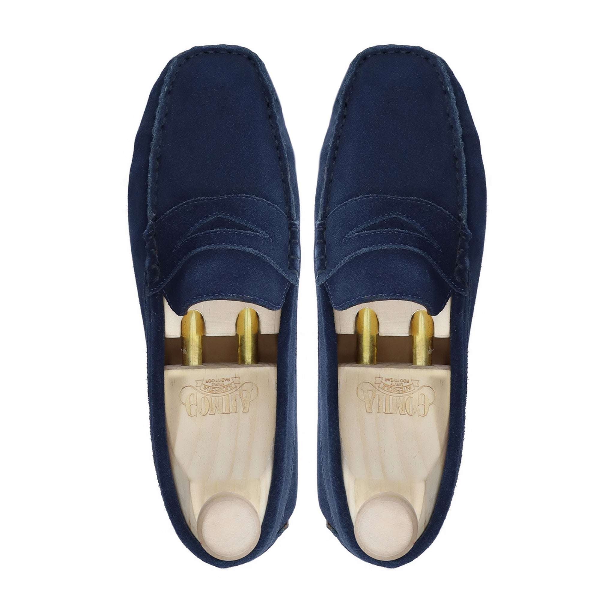 Adan - Men's Navy Blue Kid Suede Driver Shoe