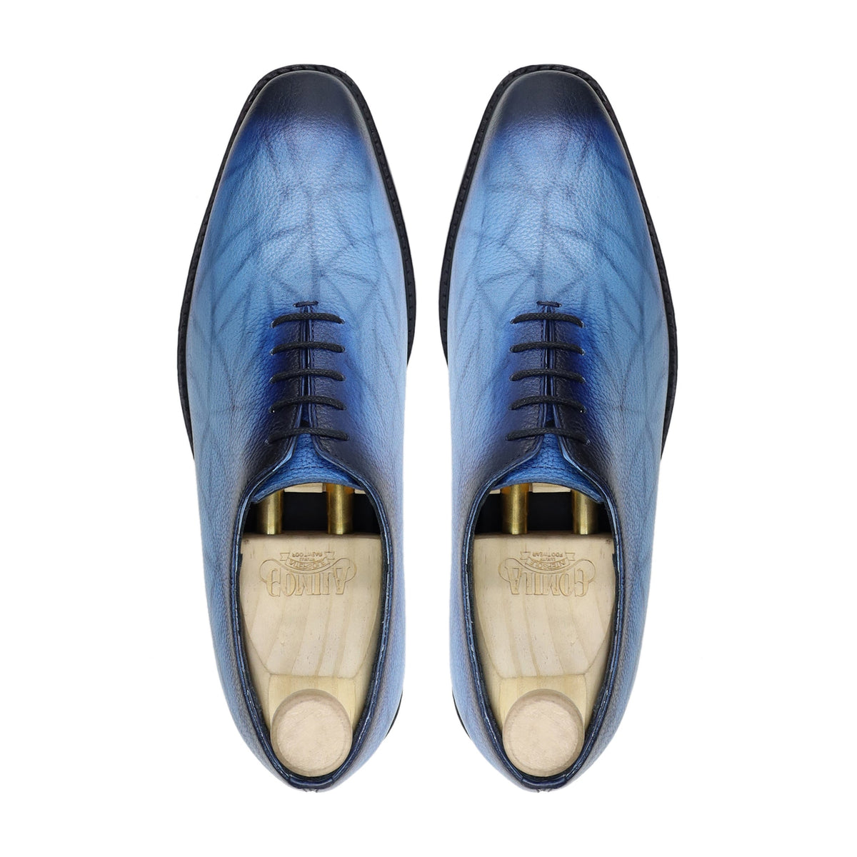 Odessa - Men's Burnished Blue Pebble Grain Leather Wholexcut Shoe