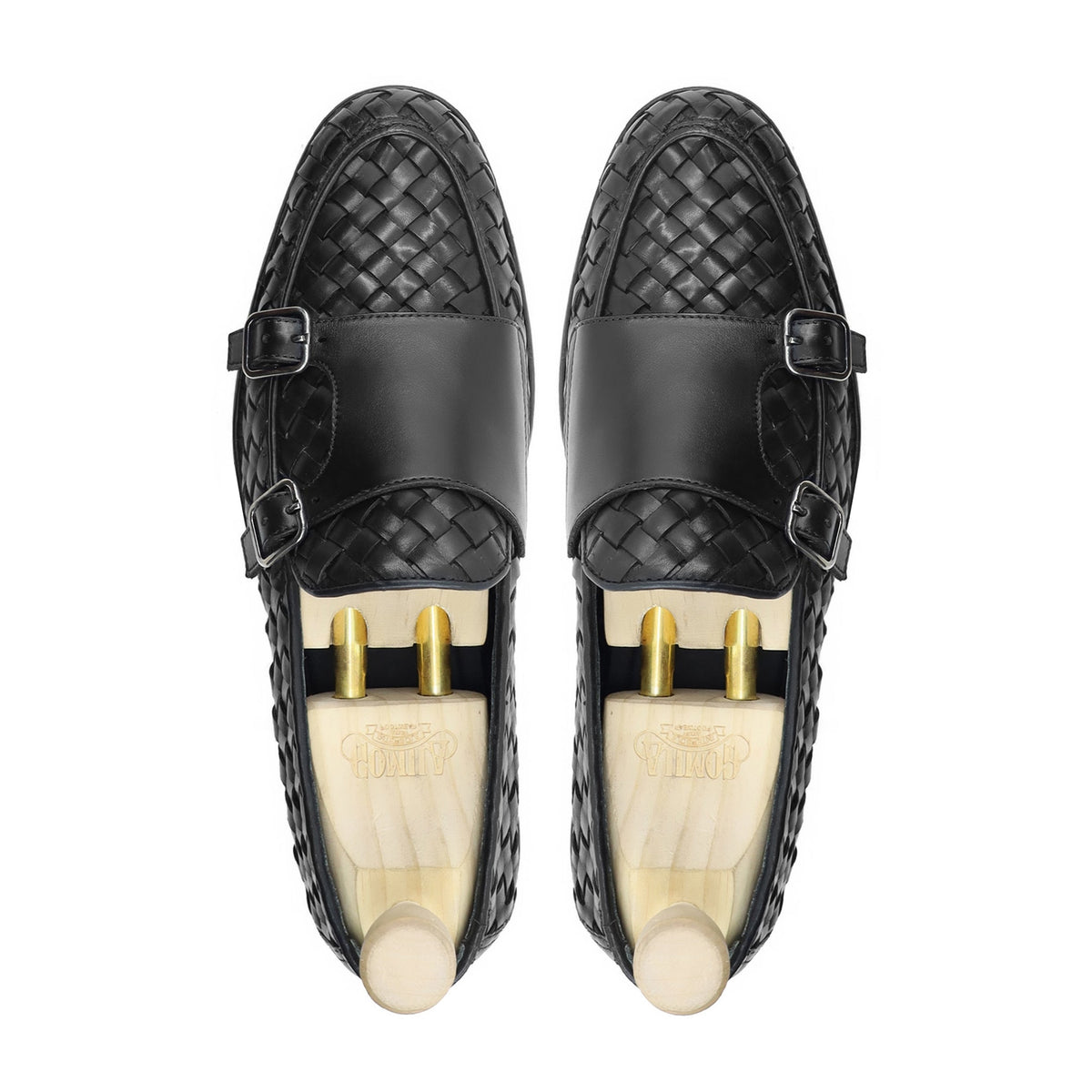 Malachite - Men's Black Calf Leather Double Monkstrap