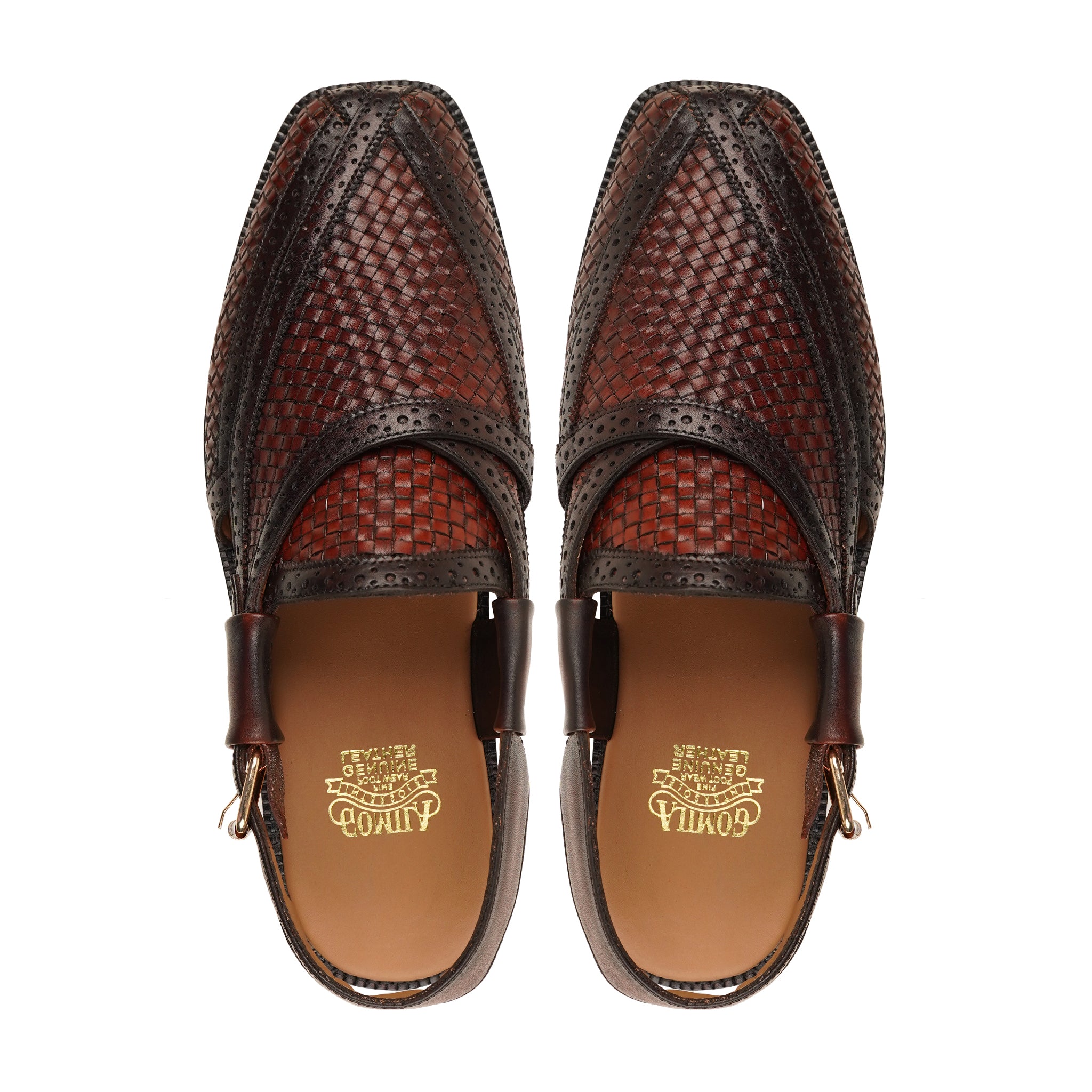 Tsheyka - Men's Reddish Brown Hand Woven Calf Leather Sandal