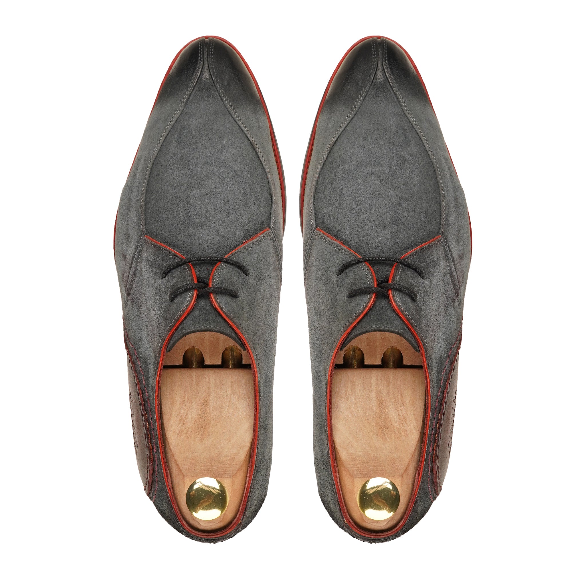 Awan - Men's Burnished Charcoal Grey Black Kid Suede Derby Shoe