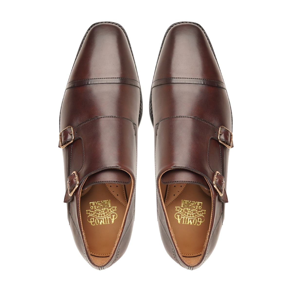 Yenz - Men's Dark Brown Calf Leather Double Monkstrap