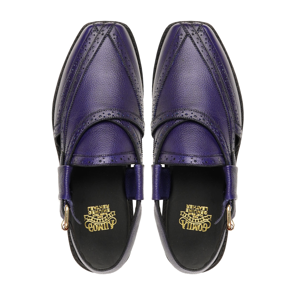Ayako - Men's Blue Pebble Grain Leather Sandal