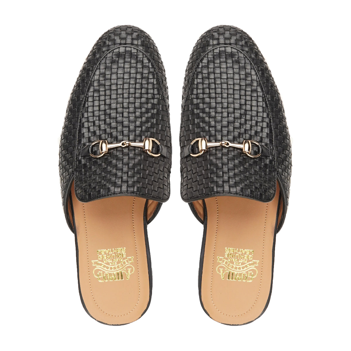 Barnaby - Men's Black Hand Woven Calf Leather Slipper