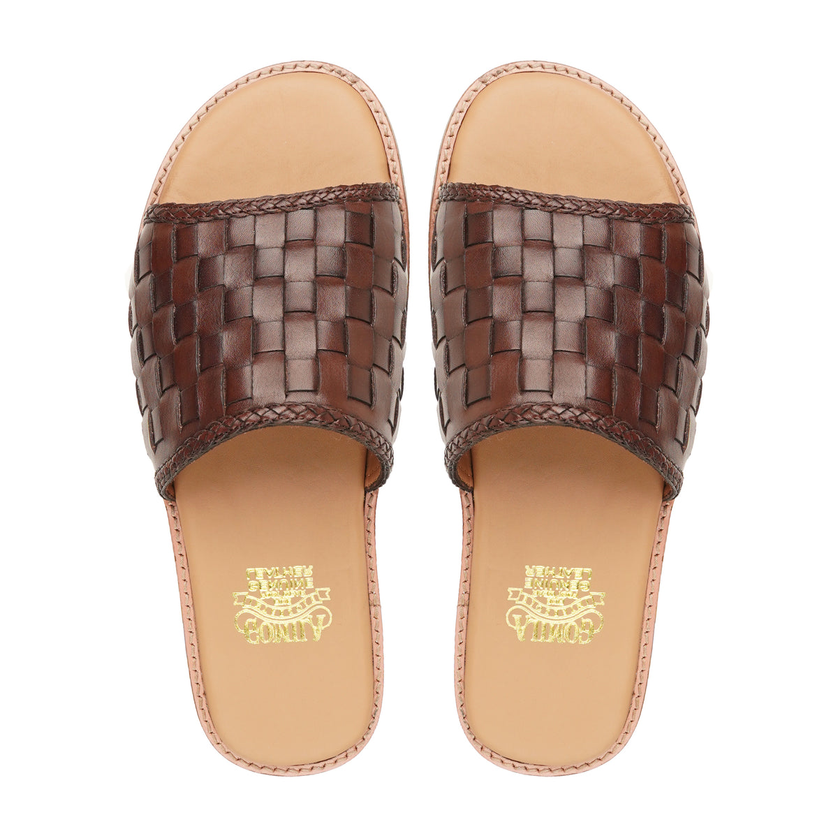 Hikari - Men's Dark Brown Hand Woven Calf Leather Slipper