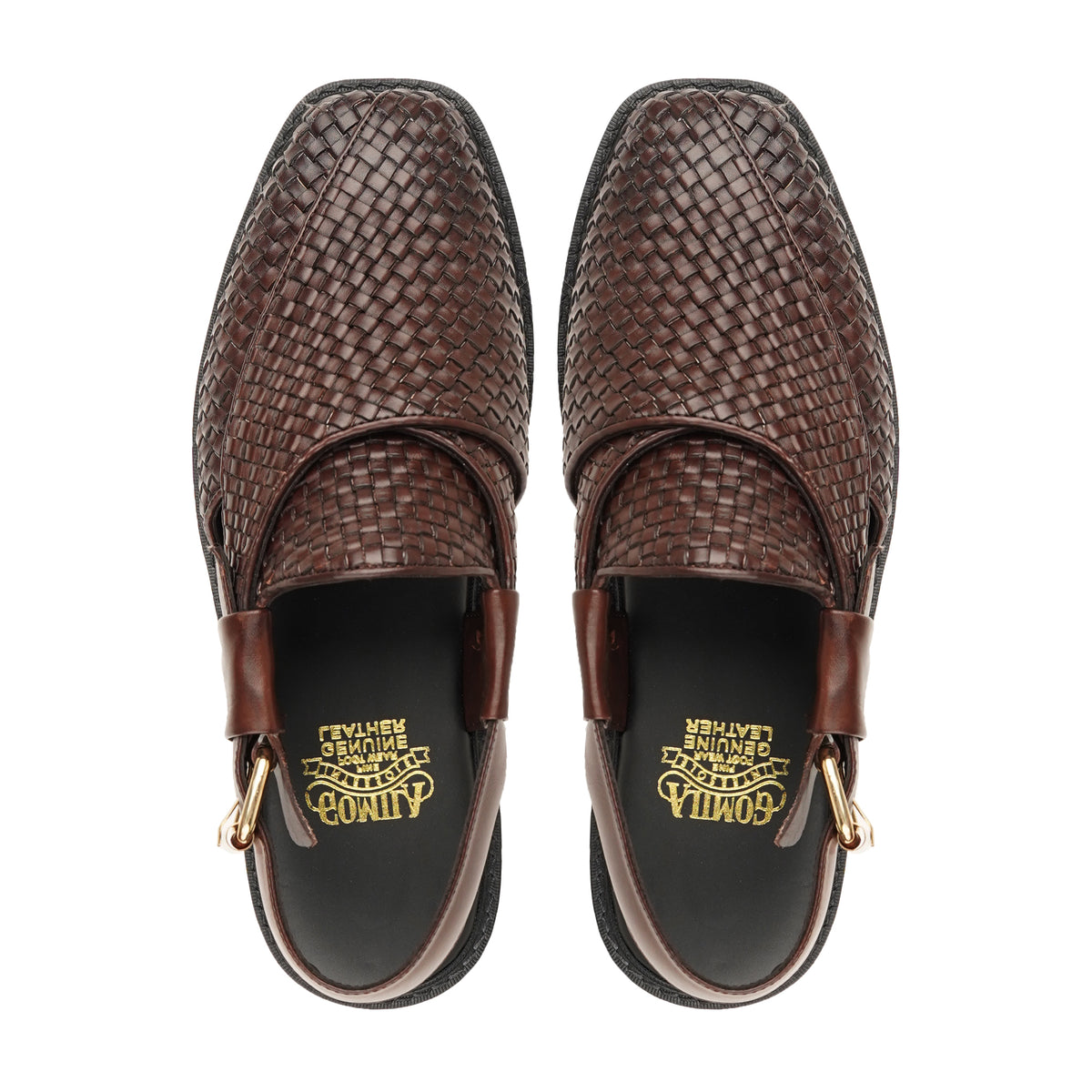 Masami - Men's Dark Brown Hand Woven Calf Leather Sandal