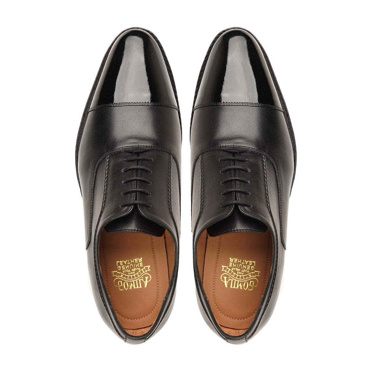 Golsar - Men's Black Calf and Patent Leather Oxford Shoe