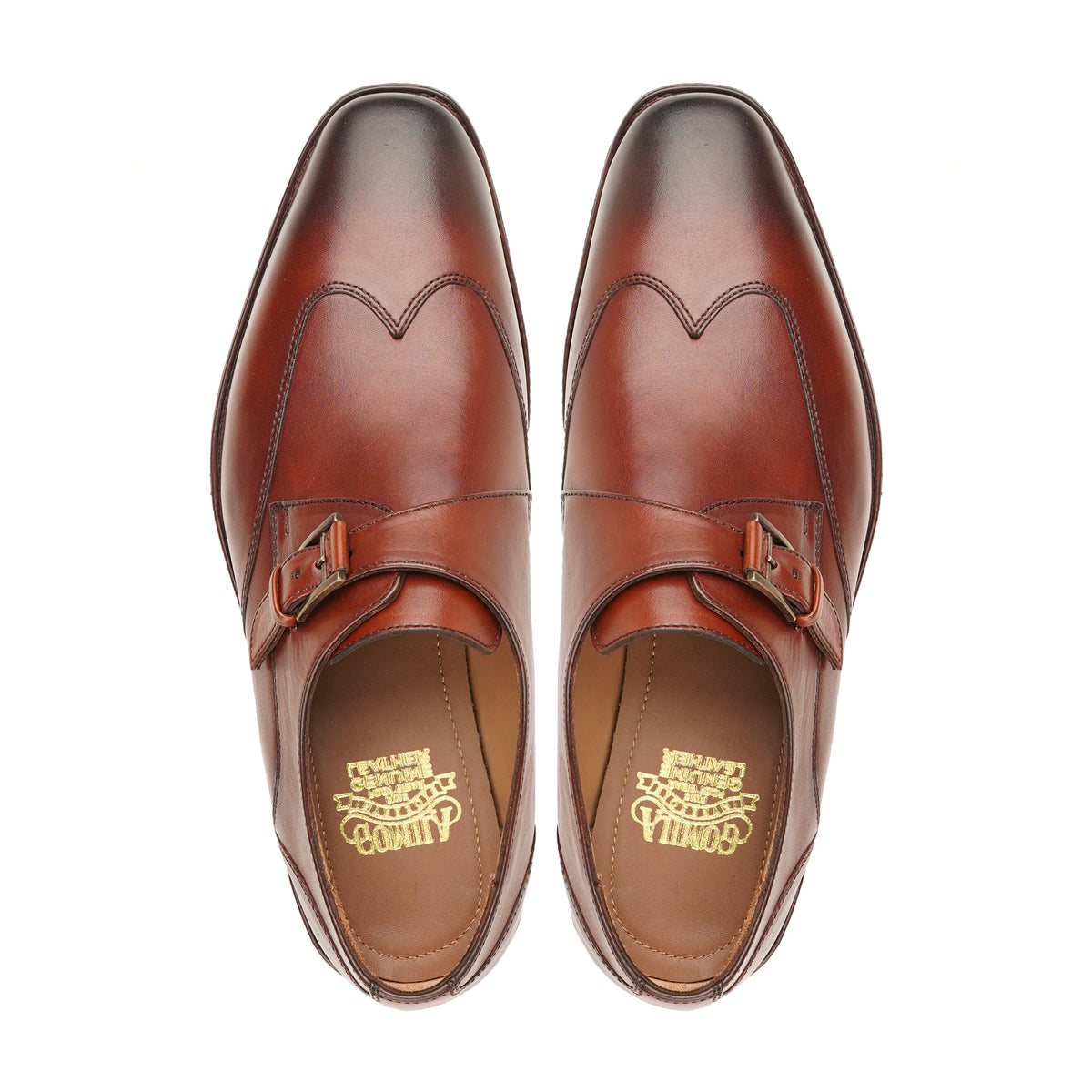Pete - Men' Burgundy Brown Calf Leather Single Monkstrap