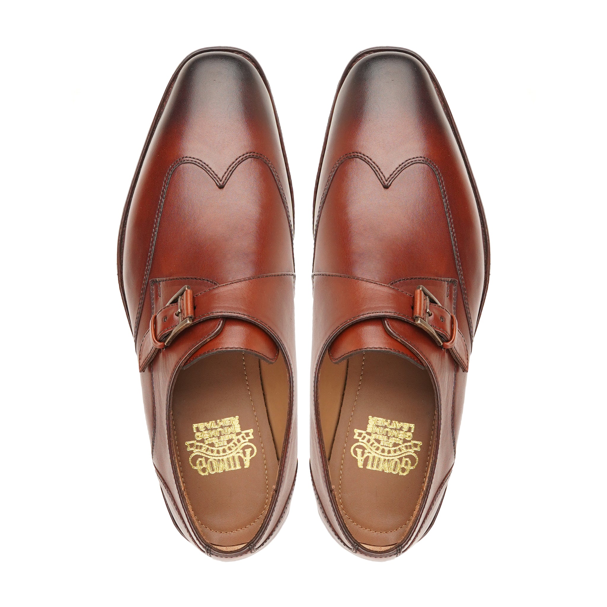 Pete - Men' Burgundy Brown Calf Leather Single Monkstrap