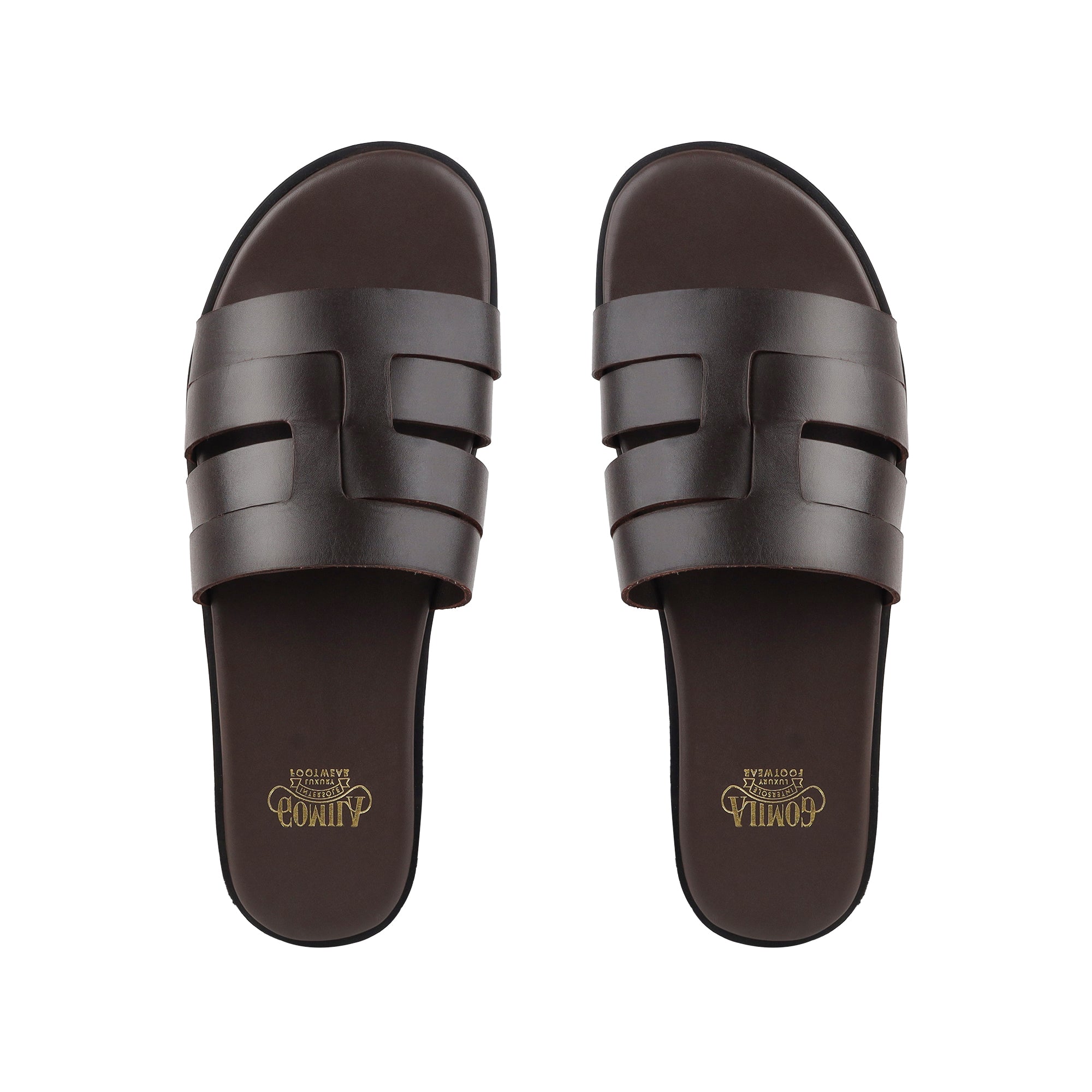 Federico - Men's Dark Brown Calf Leather Slippers