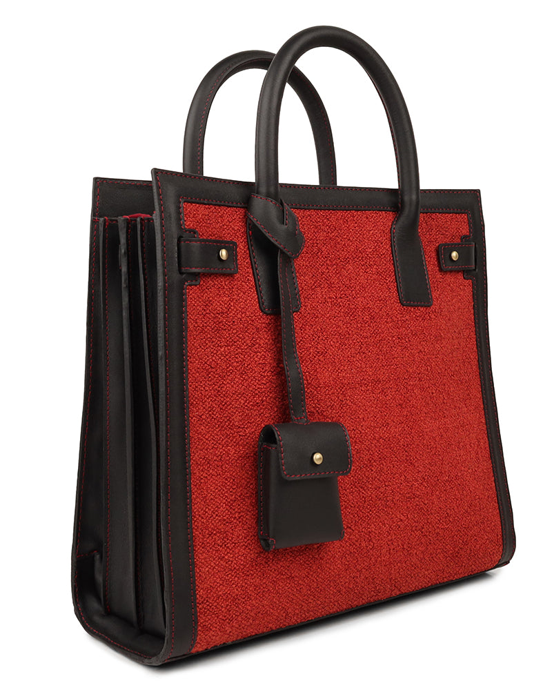 Reese -  Boucle Fabric & Leather Hand Bag