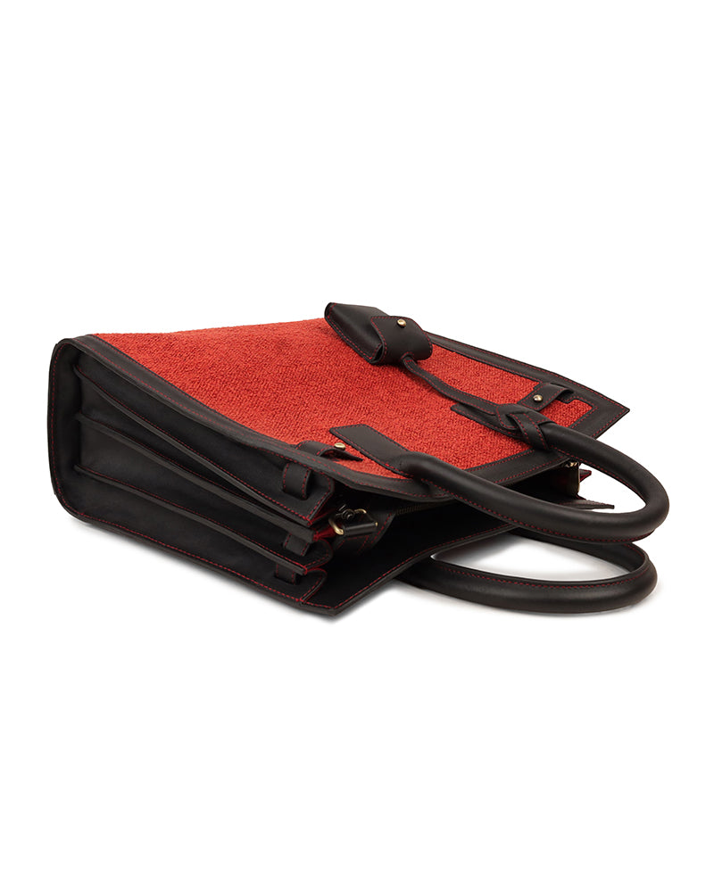 Reese -  Boucle Fabric & Leather Hand Bag