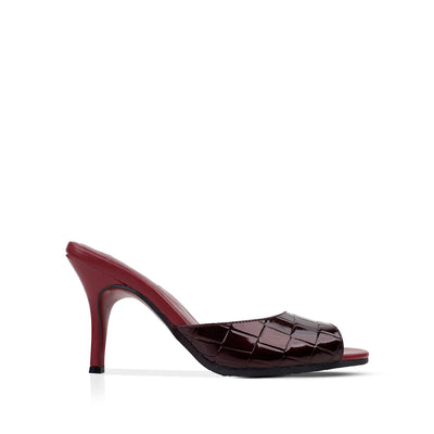 Elira - Women's Oxblood Crocodile Print 90mm Heels