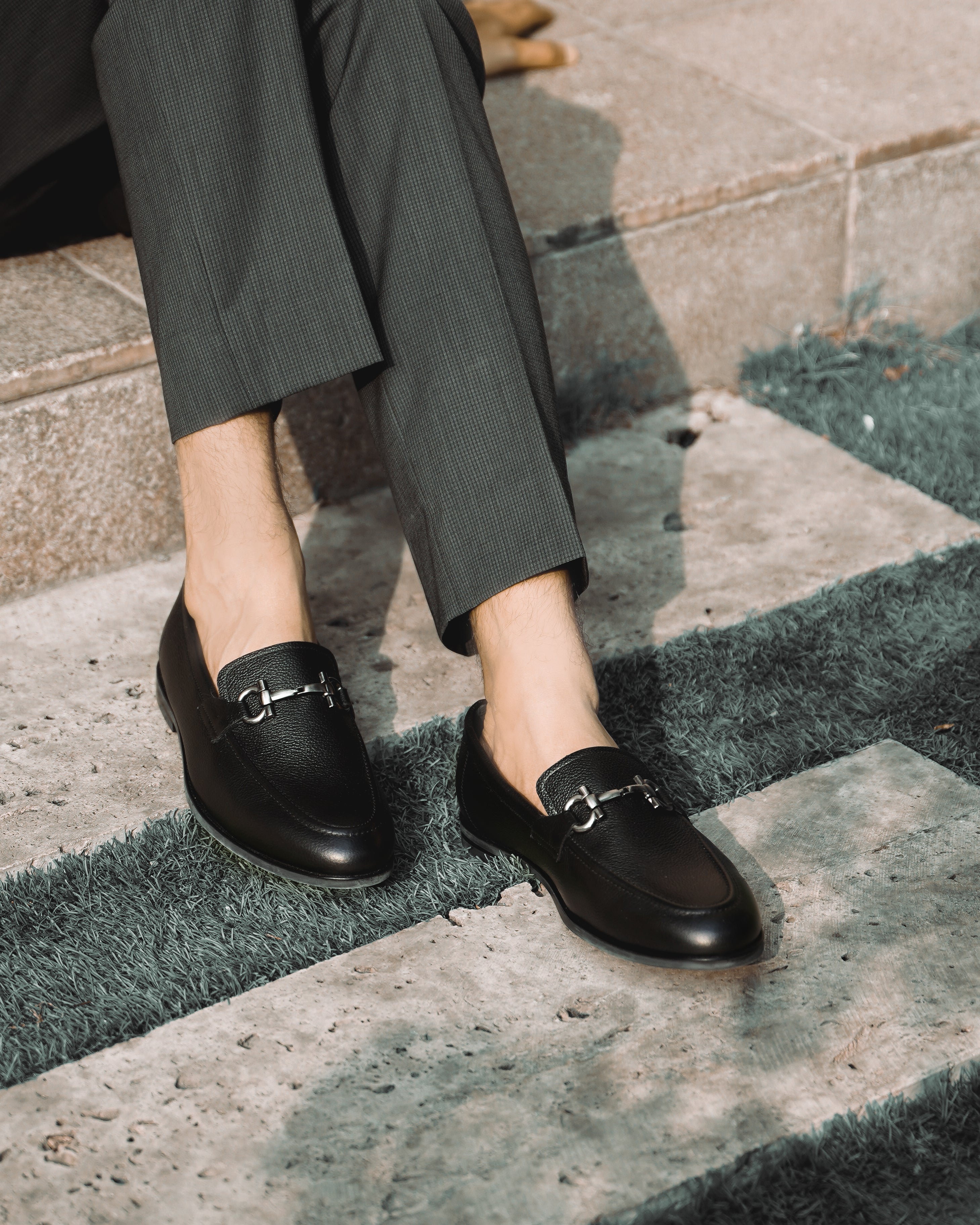 Bucharest - Men's Black Pebble Grain Leather Loafer