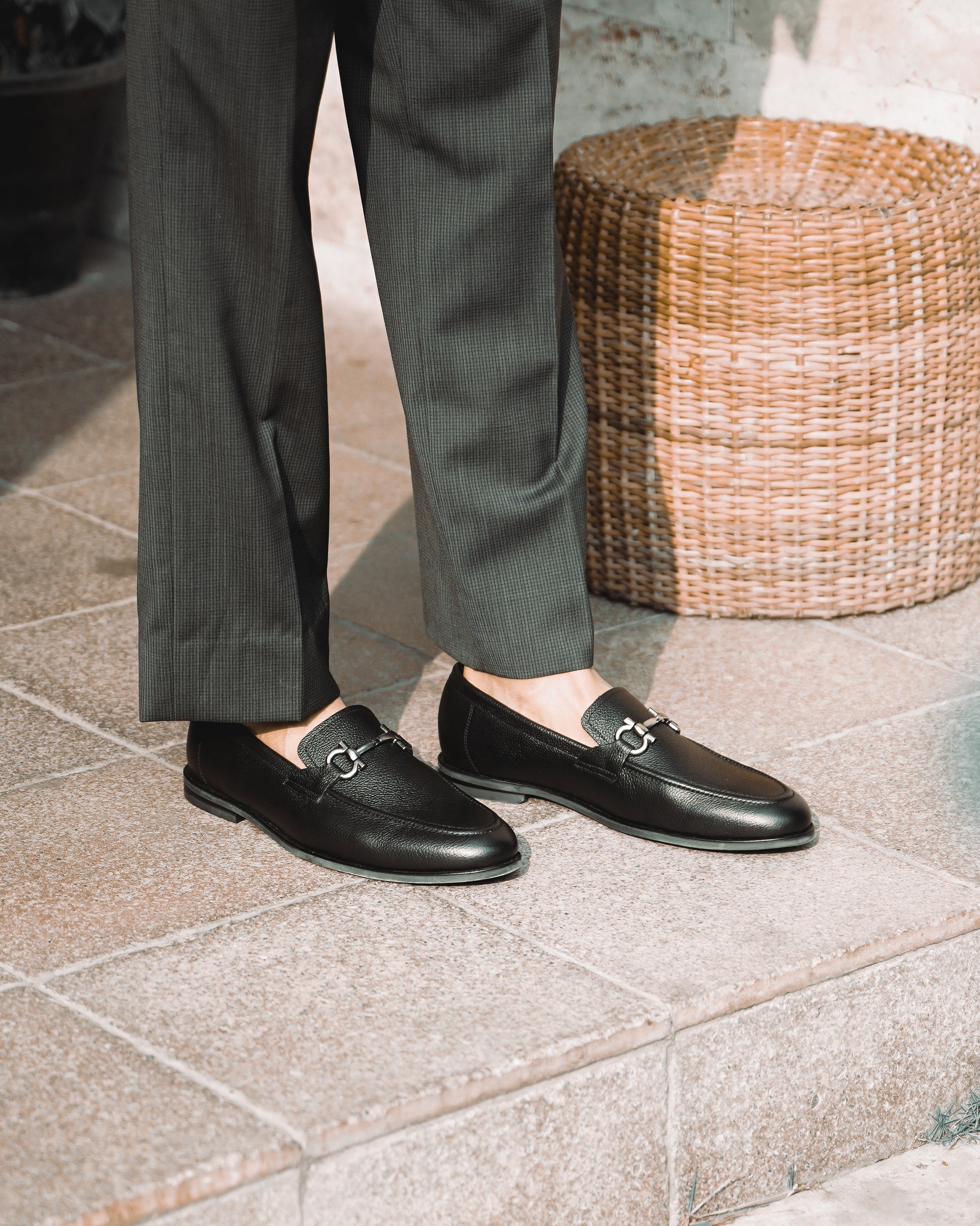 Bucharest - Men's Black Pebble Grain Leather Loafer