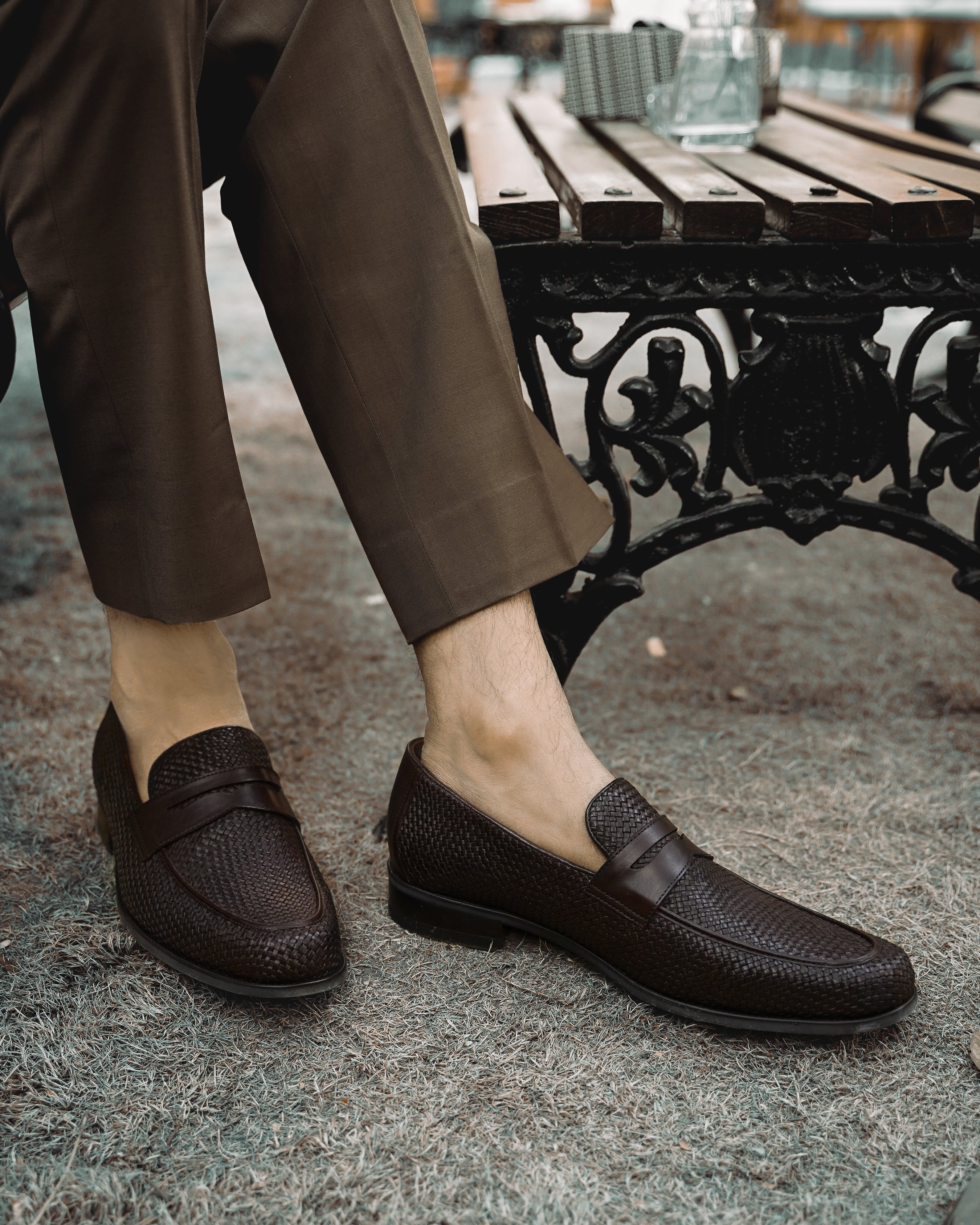 Rybnik - Men's Dark Brown Hand Woven Calf Leather Loafer