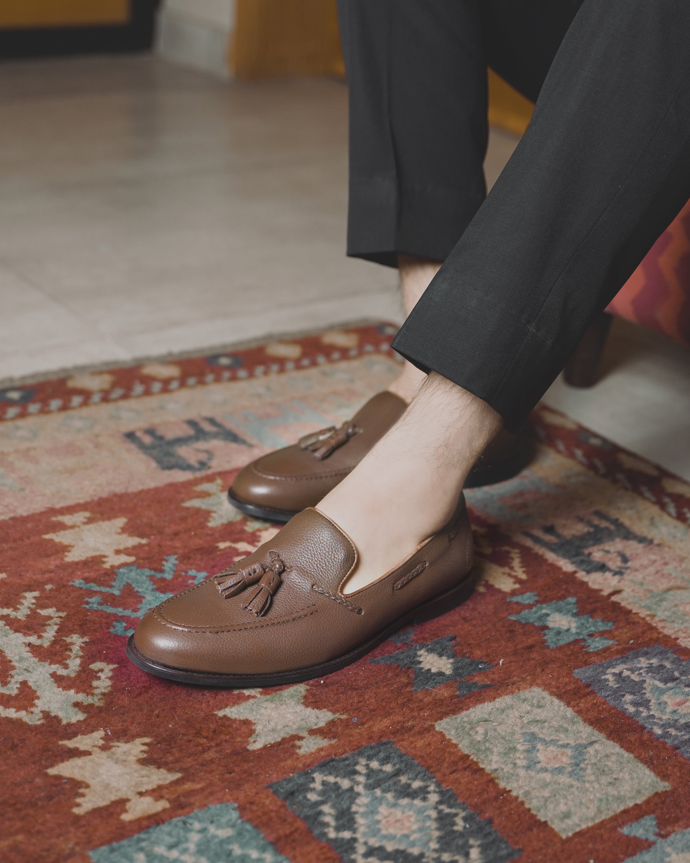 Danver - Men's Brown Pebble Grain Leather Loafer