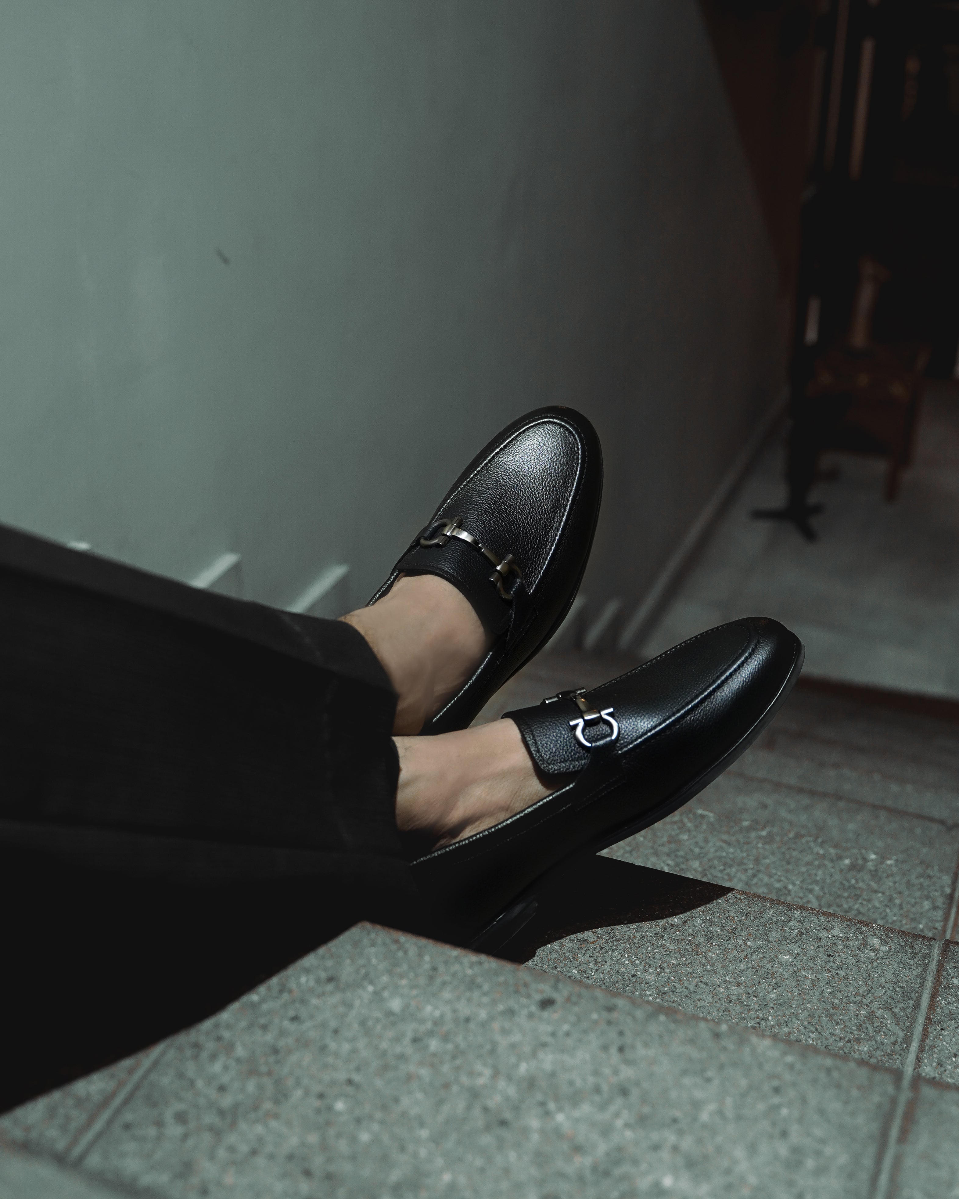 Bucharest - Men's Black Pebble Grain Leather Loafer