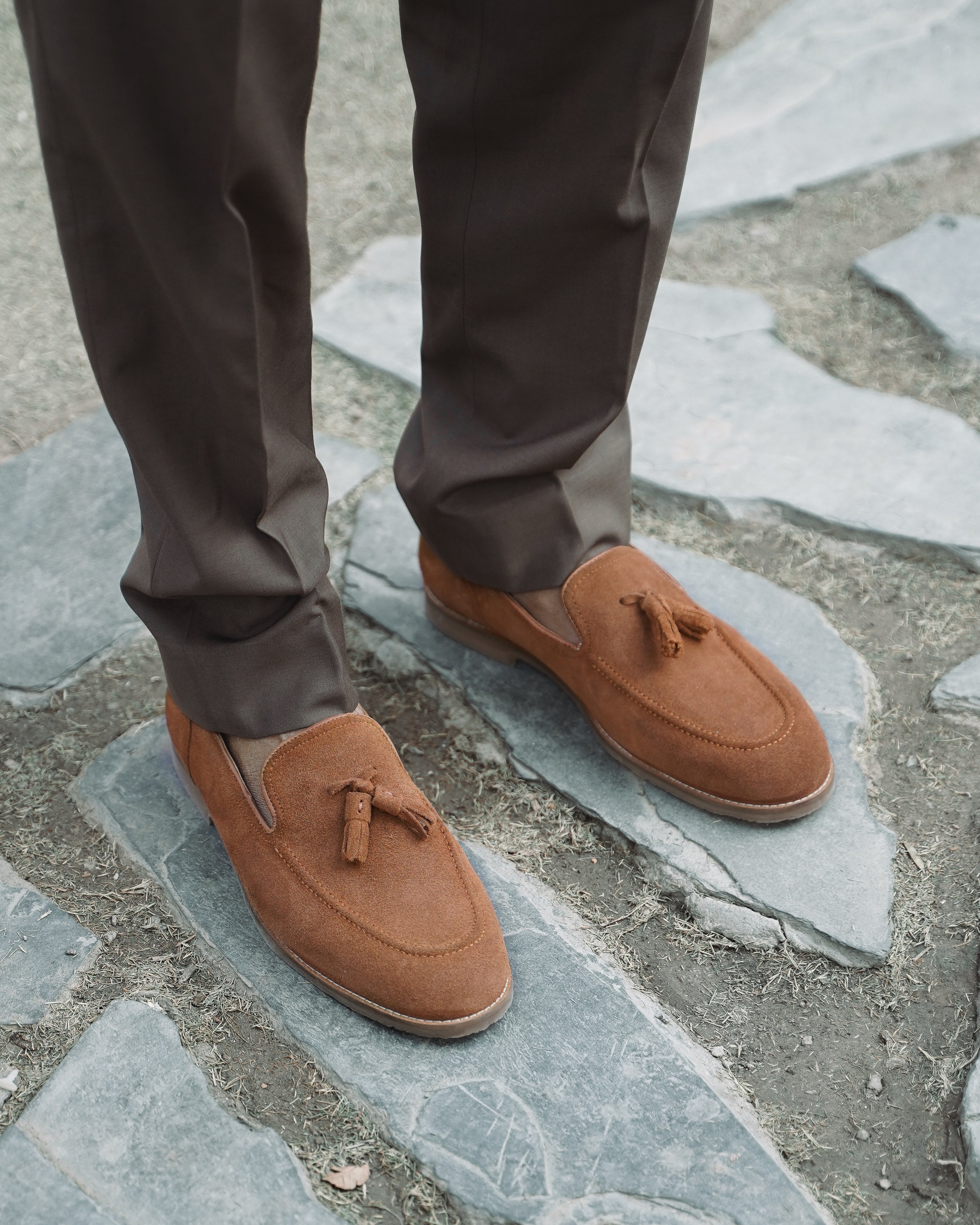 Palmer - Men's Cognac Kid Suede Loafer