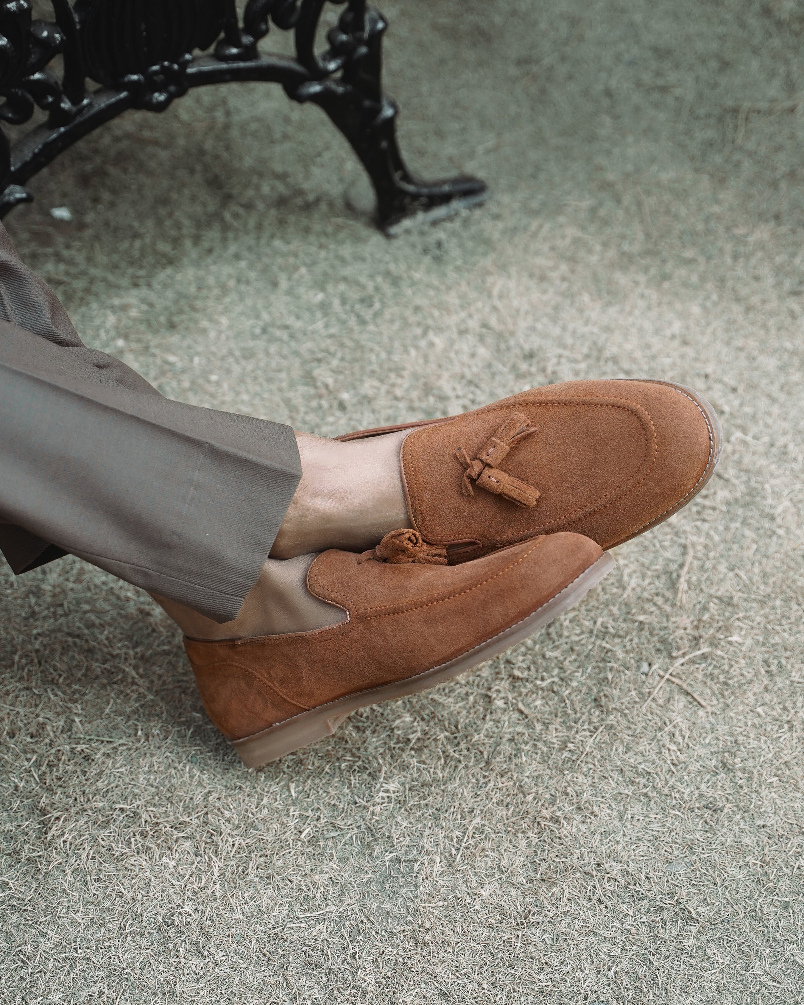 Palmer - Men's Cognac Kid Suede Loafer