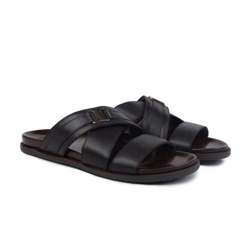 Maxon - Men's Dark Brown Calf Leather Slipper