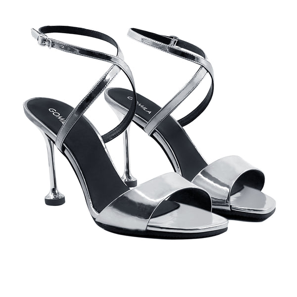 Anna - Women's Silver High Shine Strapped Heels