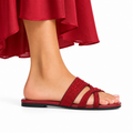 Freya - Women's Oxblood Hand Set Crystals Slipper