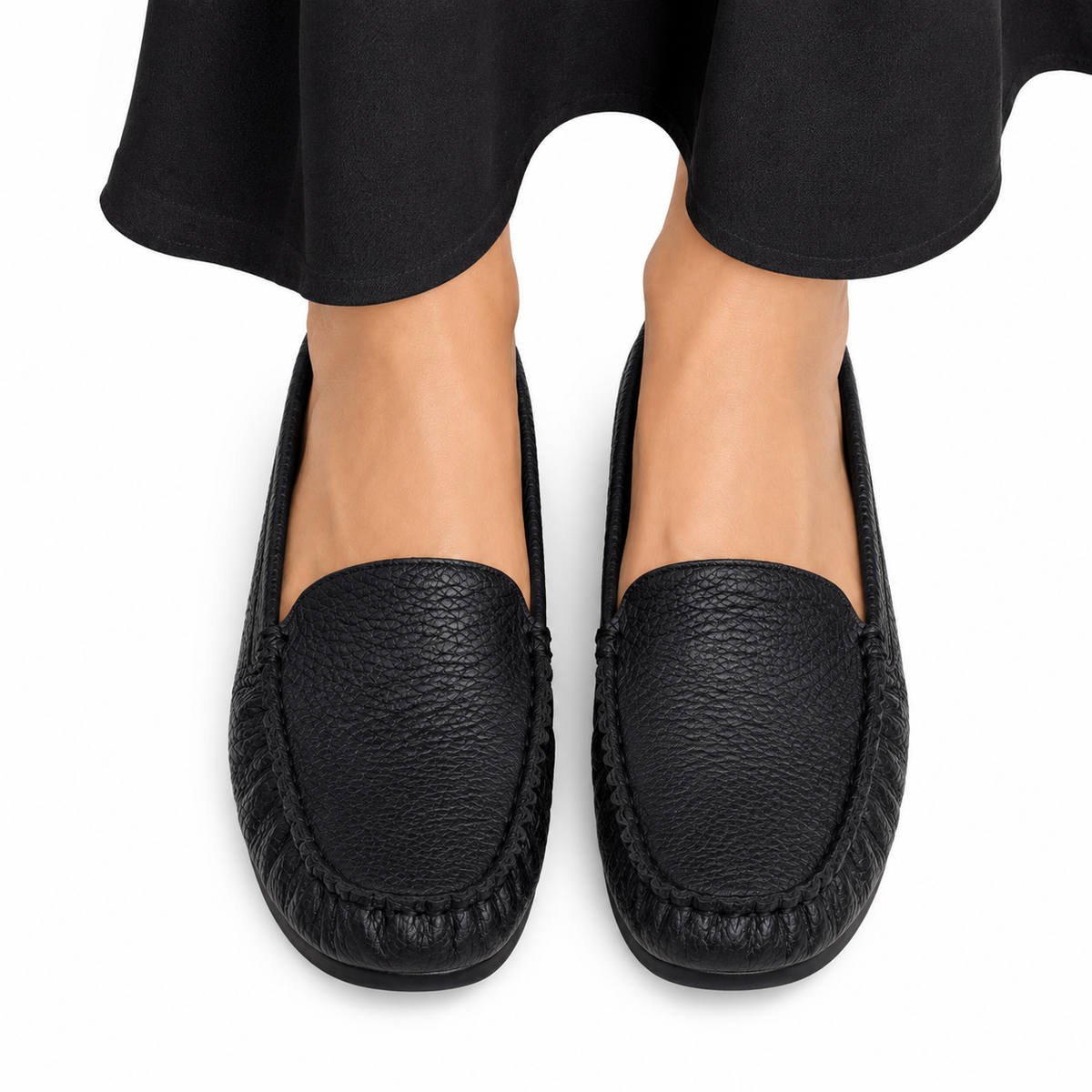Amira - Women's Black Milled Leather Driver