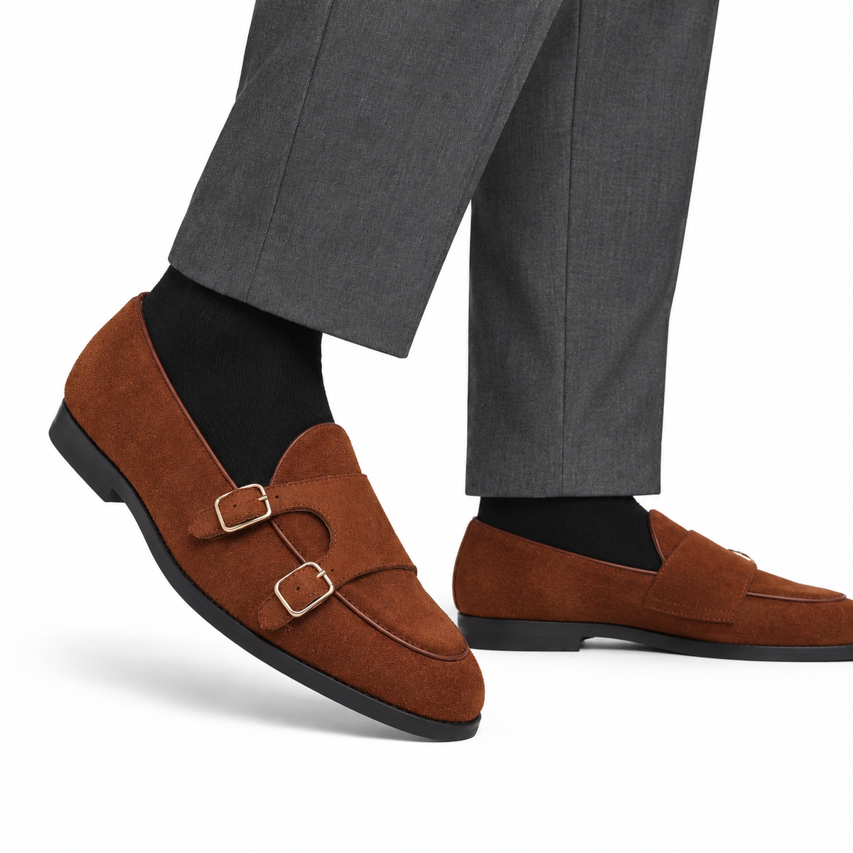 Drobak - Men's Cognac Suede Leather Belgian Loafer