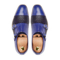 Alingsas - Men's Blue Hand Woven Calf Leather Double Monkstrap
