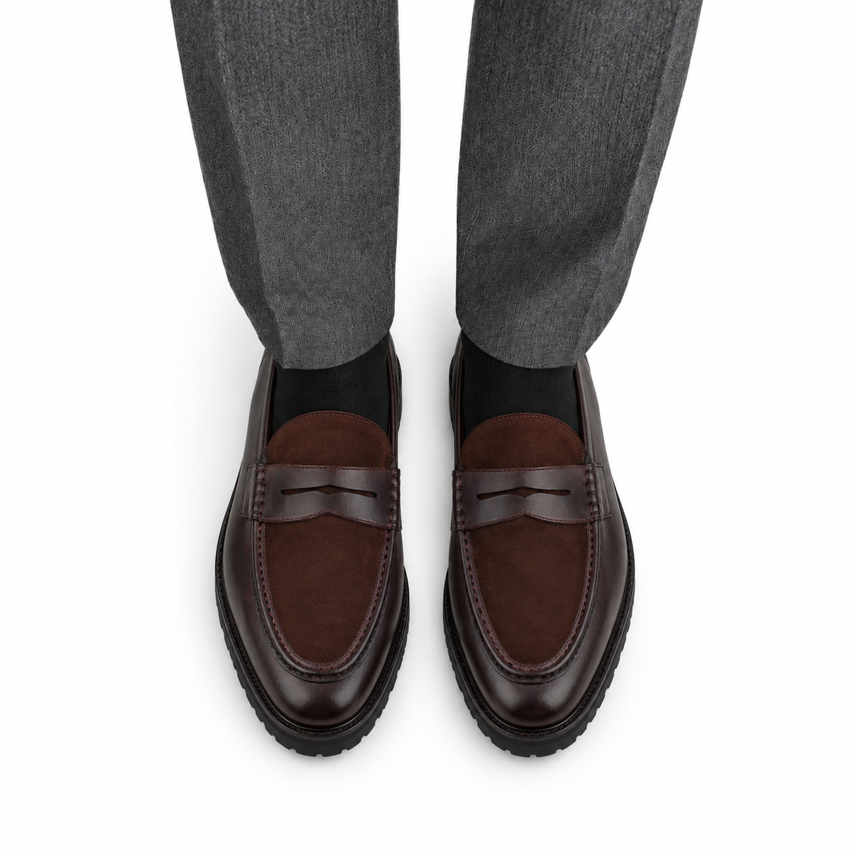Zach - Men's Brown Calf & Suede Leather Loafer
