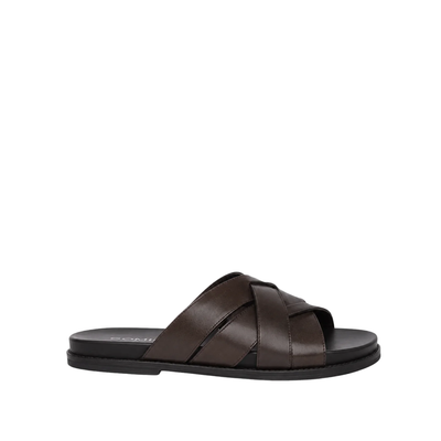 Leeroy - Men's Dark Brown Calf Leather Slipper