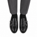 Drobak - Men’s Black Calf and Crocodile Printed Belgian Loafer