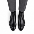 Dexter - Men's Black Crocodile Textured Goodyear Welted Chelsea Boot