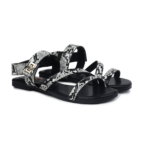 Calyx - Women's Black and Grey Strapped Sandal