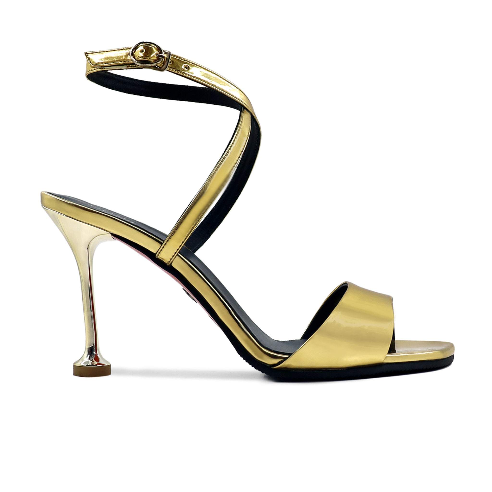 Anna - Women's Golden High Shine Strapped Heels