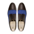 Rusal - Men's Dark Brown Calf and Light Blue Kid Suede Derby Shoe