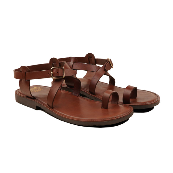 Tomiko - Men's Reddish Brown Calf Leather Sandal