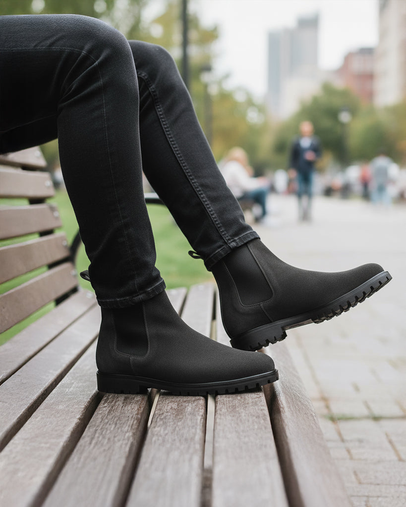 Ashcroft - Men's Black Kid Suede Chelsea Boot