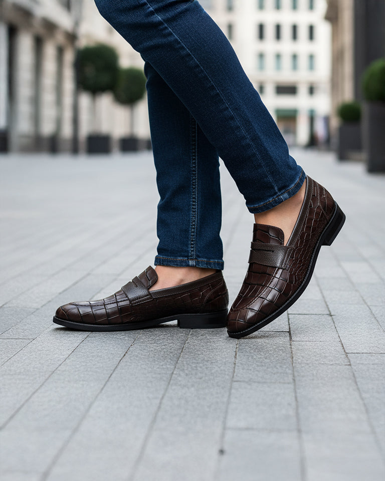 Nuvin - Men's Dark Brown Calf Leather Loafer