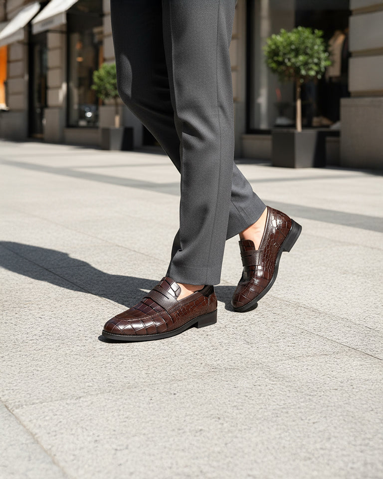Nuvin - Men's Dark Brown Calf Leather Loafer
