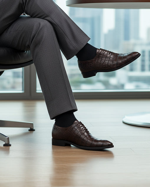 Elvano - Men's Dark Brown Calf Leather Wholecut Shoe