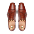 Alingsas - Men's Reddish Brown Hand Woven Calf Leather Double Monkstrap