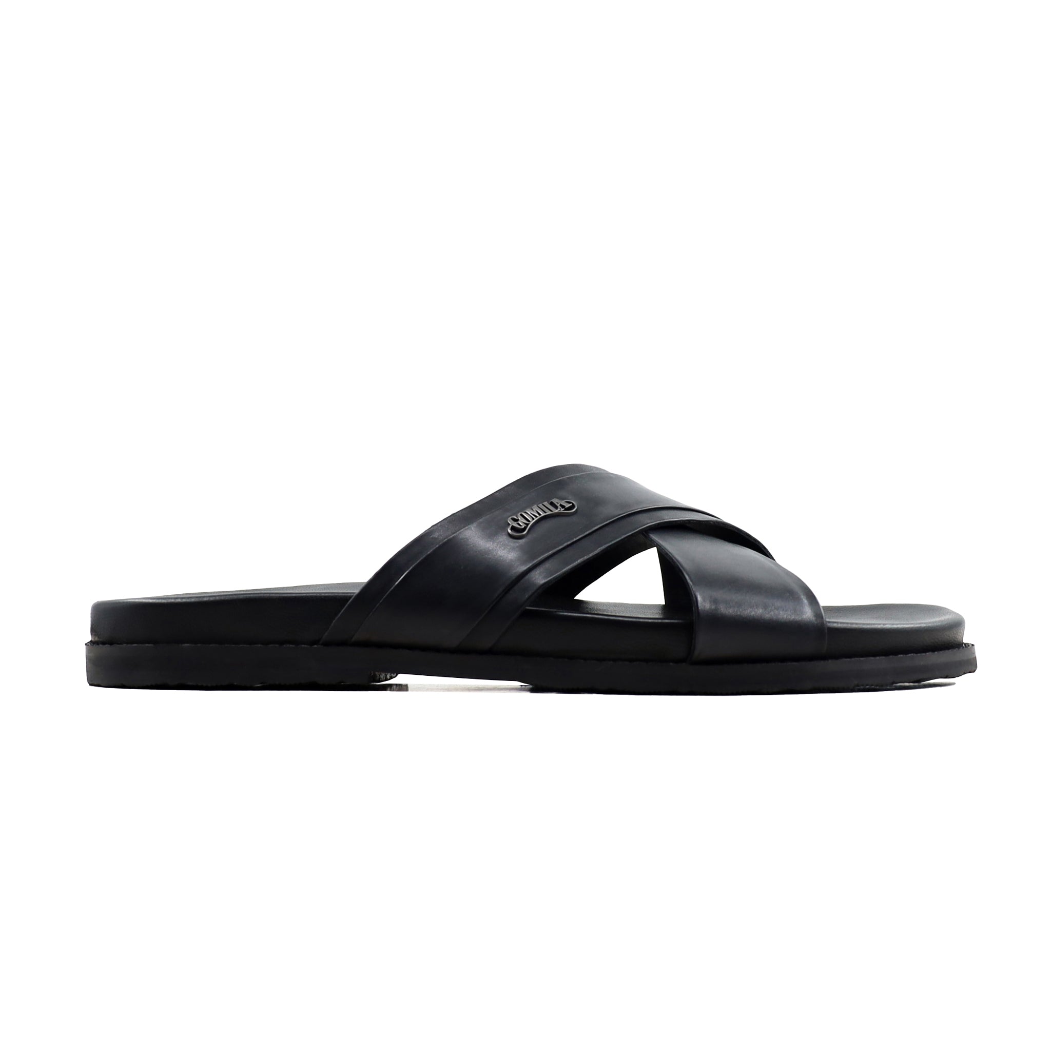 Vansi - Men's Black Calf Leather Slipper