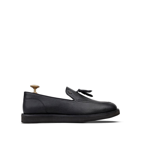Gavin - Men's Black Milled Leather Casual