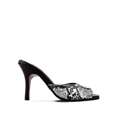 Elira - Women's Black Snake Print 90mm Heels