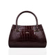 Alora - Oxblood Crocodile Print Faux Leather Hand Bag